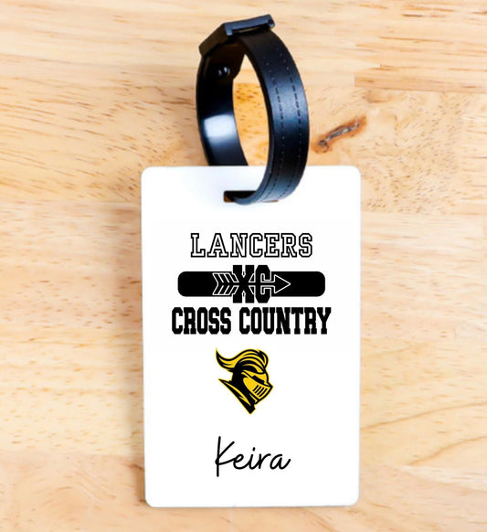 LANCERS XC BAG TAG - CURSIVE FONT      **personalization - enter name in the “add delivery instructions” field @ checkout**